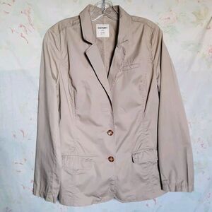 Old Navy Women Lightweight Khaki Tan Cotton Button Jacket Casual Blazer Size L
